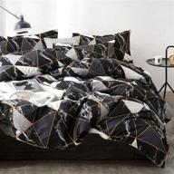 cottonight black golden king marble comforter set: lightweight and stylish bedding for teens, microfiber fill, geometric triangle pattern logo