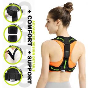 img 2 attached to 👍 GREENO Posture Corrector: Ultimate Upper Body Support for Men & Women - Back Brace, Shoulder Support, and Pain Relief, Adjustable Design, Universal Size