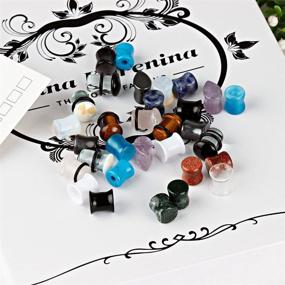 img 1 attached to 🔮 KUBOOZ 32pcs Set: Mixed Stone Acrylic Glass Ear Plugs Tunnels Gauges Stretcher Piercings - Enhance Your Piercing Collection!