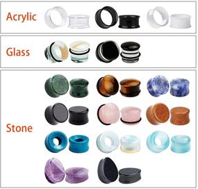 img 3 attached to 🔮 KUBOOZ 32pcs Set: Mixed Stone Acrylic Glass Ear Plugs Tunnels Gauges Stretcher Piercings - Enhance Your Piercing Collection!