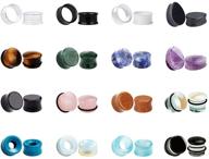 🔮 kubooz 32pcs set: mixed stone acrylic glass ear plugs tunnels gauges stretcher piercings - enhance your piercing collection! logo