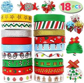 img 4 attached to 🎁 Joiedomi 18Pcs Christmas Ribbons: 90 Yards of Grosgrain and Satin Fabric for Holiday Gift Box Wrapping, Hair Bow Clips, Gift Bows, Crafts, Sewing, Weddings - One-Size