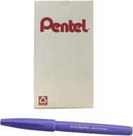 🖌️ pentel arts sign pen brush, синяя фиолетовая чернила, комплект из 12 ручек - яркие мазки кисти для искусства и творческого выражения. логотип