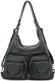 img 4 attached to 👜 Washed Leather Women's Handbags & Wallets: The Ultimate Hobo Bags with Multiple Shoulder and Crossbody Options