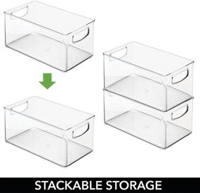 img 1 attached to 🛁 mDesign Clear Plastic Storage Bin with Handles - Bathroom Organizer for Cabinet, Vanity, Shelf, or Countertop - Deep Bath Organization for Floss, Cotton Swab, Soap, and Accessories - 10" Long - Pack of 4