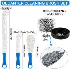 img 3 attached to 🧼 Flexible Bottle Scourer Set with 3-Piece Decanter Cleaning Brush and 400 Reusable Cleaning Beads - Ideal Household Tools for Wine Decanters, Goblets, Glasses, and Cups