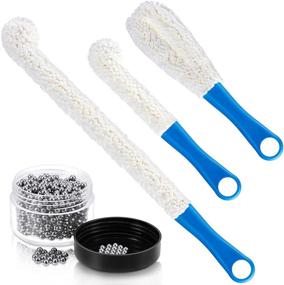 img 4 attached to 🧼 Flexible Bottle Scourer Set with 3-Piece Decanter Cleaning Brush and 400 Reusable Cleaning Beads - Ideal Household Tools for Wine Decanters, Goblets, Glasses, and Cups