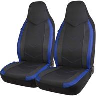 🚗 pic auto sports carbon fiber mesh design high back car seat covers - universal fit, airbag compatible (blue) logo