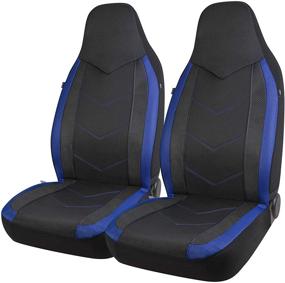 img 4 attached to 🚗 PIC AUTO Sports Carbon Fiber Mesh Design High Back Car Seat Covers - Universal Fit, Airbag Compatible (Blue)