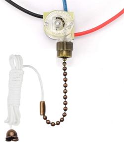 img 3 attached to Bronze Zing Ear ZE-110 Second Gen Ceiling Fan Switch – 3-Way 3-Wire Pull Chain Replacement with 3.1ft Braided Cord for Ceiling Fan Light