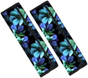 img 3 attached to Horeset 2 Pack Car Seat Belt Pads Cool Print Seatbelt Protector Soft Comfort Seat Belt Shoulder Strap Covers (Aqua Flower)