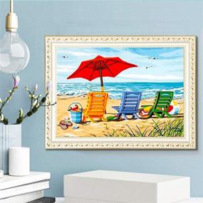 img 2 attached to 🏖️ Adult DIY Full Drill Beach Chair Diamond Painting Kit - Home Wall Decor Ideas for Gift (16x12in)