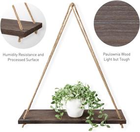 img 2 attached to 🌿 Set of 2 Boho Decor Swing Rope Rustic Floating Shelves - Mkono Wood Wall Hanging Shelves for Living Room Bedroom Bathroom Kitchen - Wall Display Shelving Home Organizer Rack