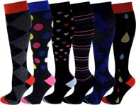 🧦 differenttouch 6 pairs women's moderate compression knee high socks: relieve fatigue with 15-20 mmhg anti-fatigue compression logo