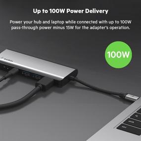 img 1 attached to 🔌 Belkin 7-in-1 MultiPort USB-C Hub Adapter Dock with 4K HDMI, 100W PD Pass-Through Charging, USB A Ports, Audio Jack, SD 3.0 Slot, and Micro SD 3.0 - Compatible with MacBook Pro, MacBook Air, iPad Pro, XPS, and More