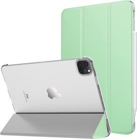 img 4 attached to 📱 MoKo Case Fit New iPad Pro 11 Inch Case 2021 (3rd Gen): Green Slim Trifold Hard Back Shell Protective Smart Cover with Apple Pencil Charging Support, Auto Wake/Sleep