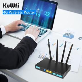 img 2 attached to Unlocked 4G LTE Router with SIM Card Slot, KuWFi WiFi Router with External Antennas, Industrial Wireless CPE Internet Routers for Home/Office, Compatible with AT&T and T-Mobile