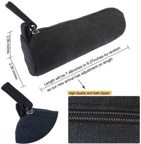 img 3 attached to EnYu Heavy Canvas Portable Pencil Bag - Stylish & Durable Zipper Case for Stationery, 1 Pack, Black