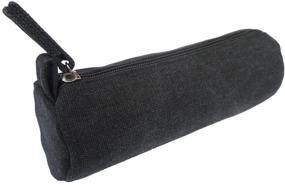 img 4 attached to EnYu Heavy Canvas Portable Pencil Bag - Stylish & Durable Zipper Case for Stationery, 1 Pack, Black