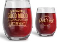 🎉 retirement gifts for women and men 2021 - today's good mood brought to you by retirement - retired since 2021-21 oz stemless wine glass - funny gift for retired mom, dad, friend, coworker логотип