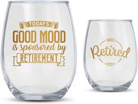 img 3 attached to 🎉 Retirement Gifts for Women and Men 2021 - Today's Good Mood Brought to You by Retirement - Retired Since 2021-21 oz Stemless Wine Glass - Funny Gift for Retired Mom, Dad, Friend, Coworker