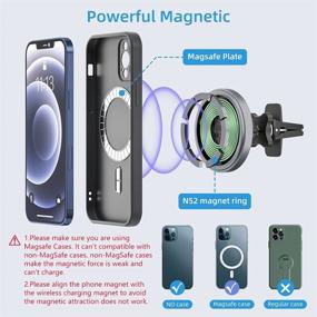 img 1 attached to 🔌 Grey Magnetic Wireless Car Charger Mount - 15W Fast Charging for iPhone 13/ iPhone 13 Pro/ iPhone 12/ 12 Pro/ 12 Pro Max/ 12 Mini - Auto-Alignment, Air Vent & Dashboard Mag-Safe Car Charger