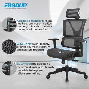 img 2 attached to ERGOUP Adjustable Ergonomic Mesh Office Chair with Lumbar Support & Double Back Massage Design