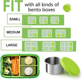 img 2 attached to 🍱 FANGSUN Dressing Containers for Condiments, Salad Dressing, Dips, Snacks | Stainless Steel Dipping Sauce Cups | Fits in Bento Box for Lunch | Mini Food Storage Containers with Lid (Multicolor)