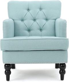 img 3 attached to 🪑 Stylish Light Blue Tufted Club Chair with Studded Details: Perfect Decorative Accent Chair