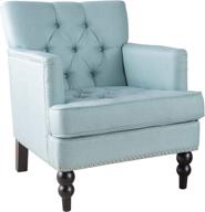 🪑 stylish light blue tufted club chair with studded details: perfect decorative accent chair логотип