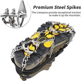 img 3 attached to 🥾 Gelindo Crampons Ice Cleats, 19-Spike Stainless Steel Traction for Snow Shoes Boots - Safe Hiking, Walking, Climbing, Jogging & Mountaineering on Snowy or Muddy Roads - Anti-Slip Protection