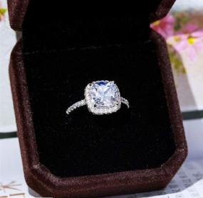 img 1 attached to 💍 Xiaomei 925 Sterling Silver Cushion Cut Halo Solitaire Engagement Ring, 4ct AAA Size 6-10 (US 7)