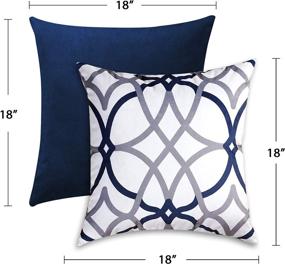 img 1 attached to 🛋️ Set of 2 Original Velvet Cushion Covers 18x18, Mix and Match in Navy and Grey/Navy - Decorative Throw Pillow Covers for Living Room, Sofa, Couch, and Bed