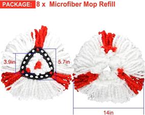 img 3 attached to 🧹 8PACK Spin Mop Replacement Heads: High-Quality Microfiber Refills in Red/White