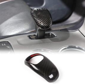 img 3 attached to 🚗 CheroCar Carbon Fiber Gear Shift Knob Cover for 2014-2015 Jeep Grand Cherokee & 2012-2014 Chrysler 300C