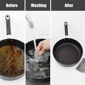 img 2 attached to 🧼 Efficient Cast Iron Cleaner: JOANBETE Stainless Steel Chainmail Scrubber for Skillet, Pan, Pot, Wok, Griddle, and More