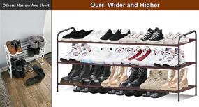 img 3 attached to 👠 Bronze AOODA 3-Tier Long Shoe Rack Organizer and Storage for Closet, Stackable Wide Shoe Shelf for Entryway and Floor