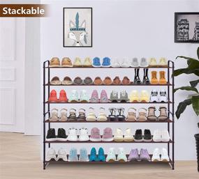 img 2 attached to 👠 Bronze AOODA 3-Tier Long Shoe Rack Organizer and Storage for Closet, Stackable Wide Shoe Shelf for Entryway and Floor