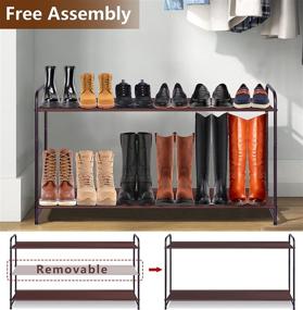 img 1 attached to 👠 Bronze AOODA 3-Tier Long Shoe Rack Organizer and Storage for Closet, Stackable Wide Shoe Shelf for Entryway and Floor