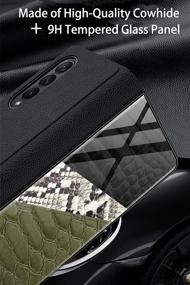 img 2 attached to SHIEID Galaxy Z Fold 3 5G Case: Leather Cover with Tempered Glass, Kickstand & Boa Patterns-2