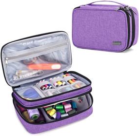 img 4 attached to 💜 Luxja Double-Layer Sewing Accessories Organizer in Purple - Convenient Storage Solution for Sewing Tools (NO Accessories Included)