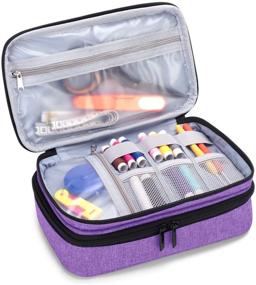 img 3 attached to 💜 Luxja Double-Layer Sewing Accessories Organizer in Purple - Convenient Storage Solution for Sewing Tools (NO Accessories Included)