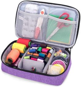 img 2 attached to 💜 Luxja Double-Layer Sewing Accessories Organizer in Purple - Convenient Storage Solution for Sewing Tools (NO Accessories Included)