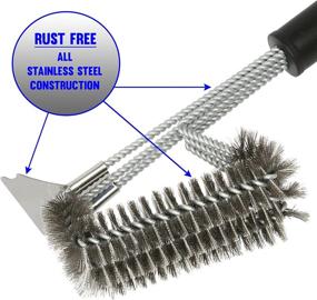 img 3 attached to 🔥 High-Quality Stainless Steel Grill Brush [18 inches] with Scraper and Ergonomic Handle - Enhance your BBQ Experience!