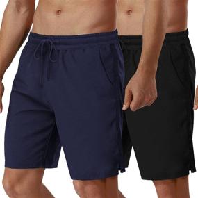img 4 attached to 🩳 COOFANDY Men's 2 Pack Workout Shorts 7'' Cotton Gym Shorts: Ultimate Fitness Gear with Pockets
