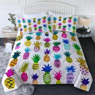 🍍 blessliving pineapple comforter set: vibrant tropical fruits bedding for twin beds - rainbow pineapple design perfect for girls, kids, women - pink and green (full/queen) logo