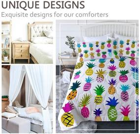 img 3 attached to 🍍 Blessliving Pineapple Comforter Set: Vibrant Tropical Fruits Bedding for Twin Beds - Rainbow Pineapple Design Perfect for Girls, Kids, Women - Pink and Green (Full/Queen)