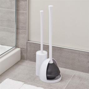 img 3 attached to 🚽 Efficient Bathroom Cleaning and Storage Solution: iDesign Una Plastic Toilet Bowl Brush and Plunger Combo Set in White