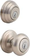 🔒 enhanced security combo: kwikset juno keyed entry door knob and deadbolt pack with microban antimicrobial protection and smartkey security in satin nickel logo