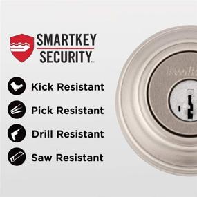 img 1 attached to 🔒 Enhanced Security Combo: Kwikset Juno Keyed Entry Door Knob and Deadbolt Pack with Microban Antimicrobial Protection and SmartKey Security in Satin Nickel